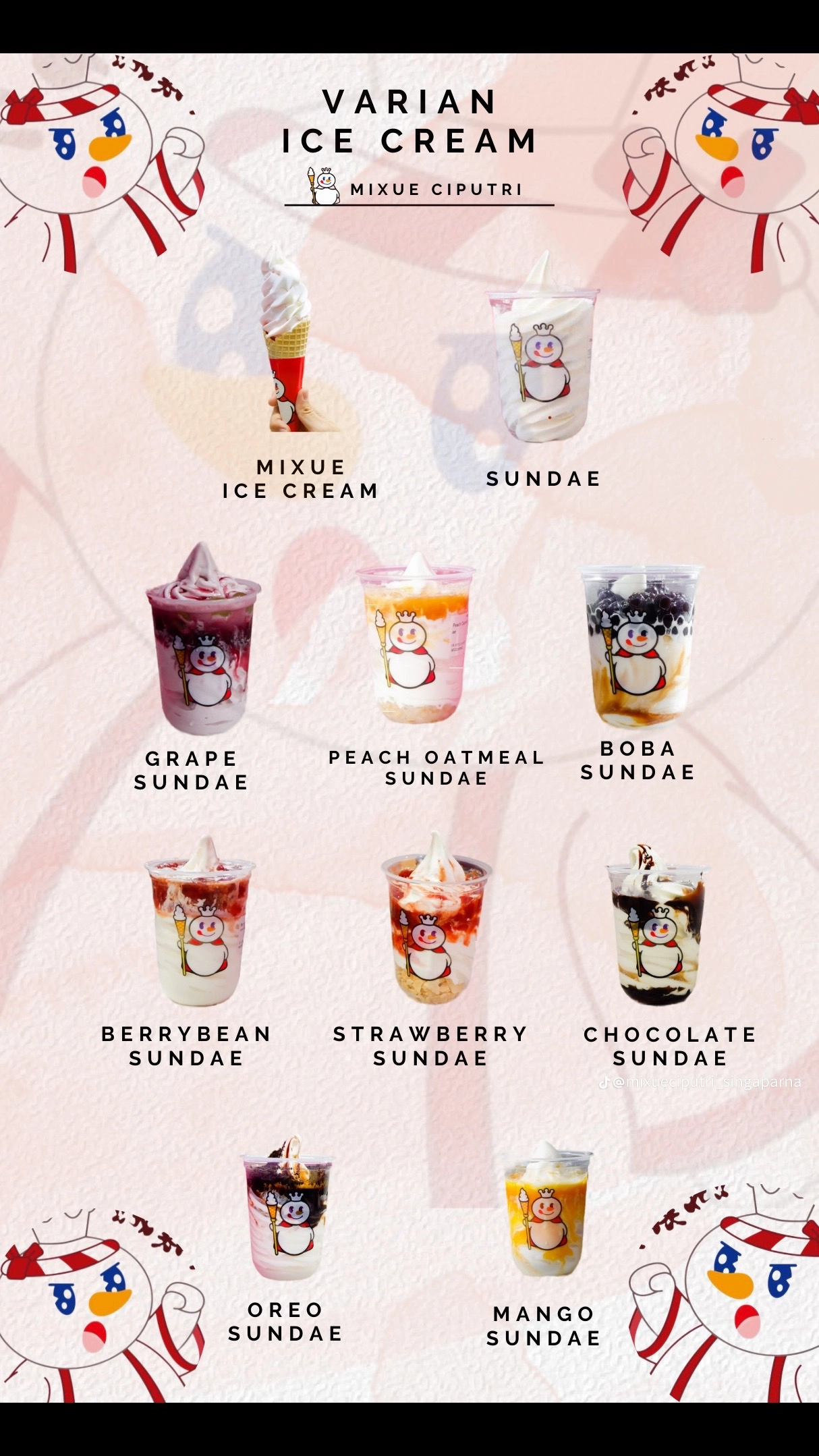 Menu Mixue