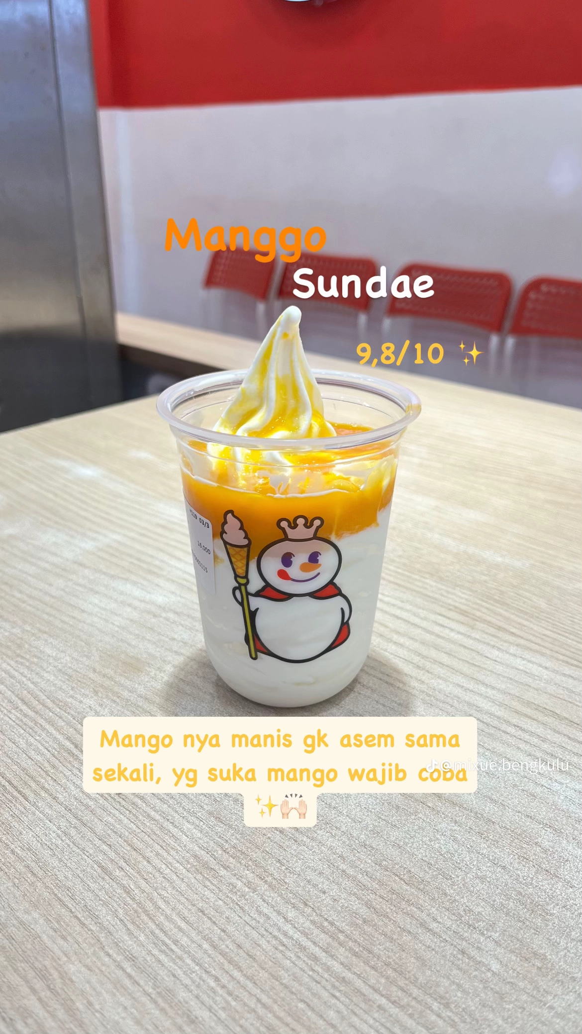 Menu Mixue
