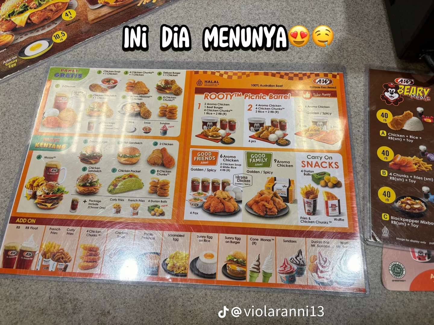 A&W Menu