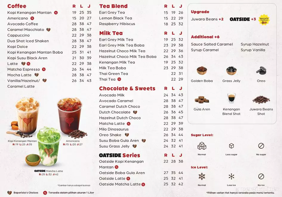 Kopi Kenangan menu