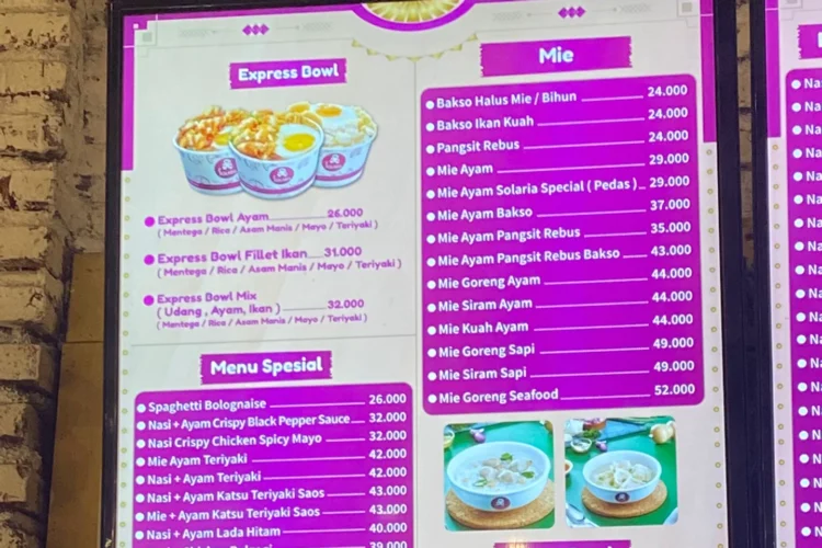Menu Solaria Terbaru