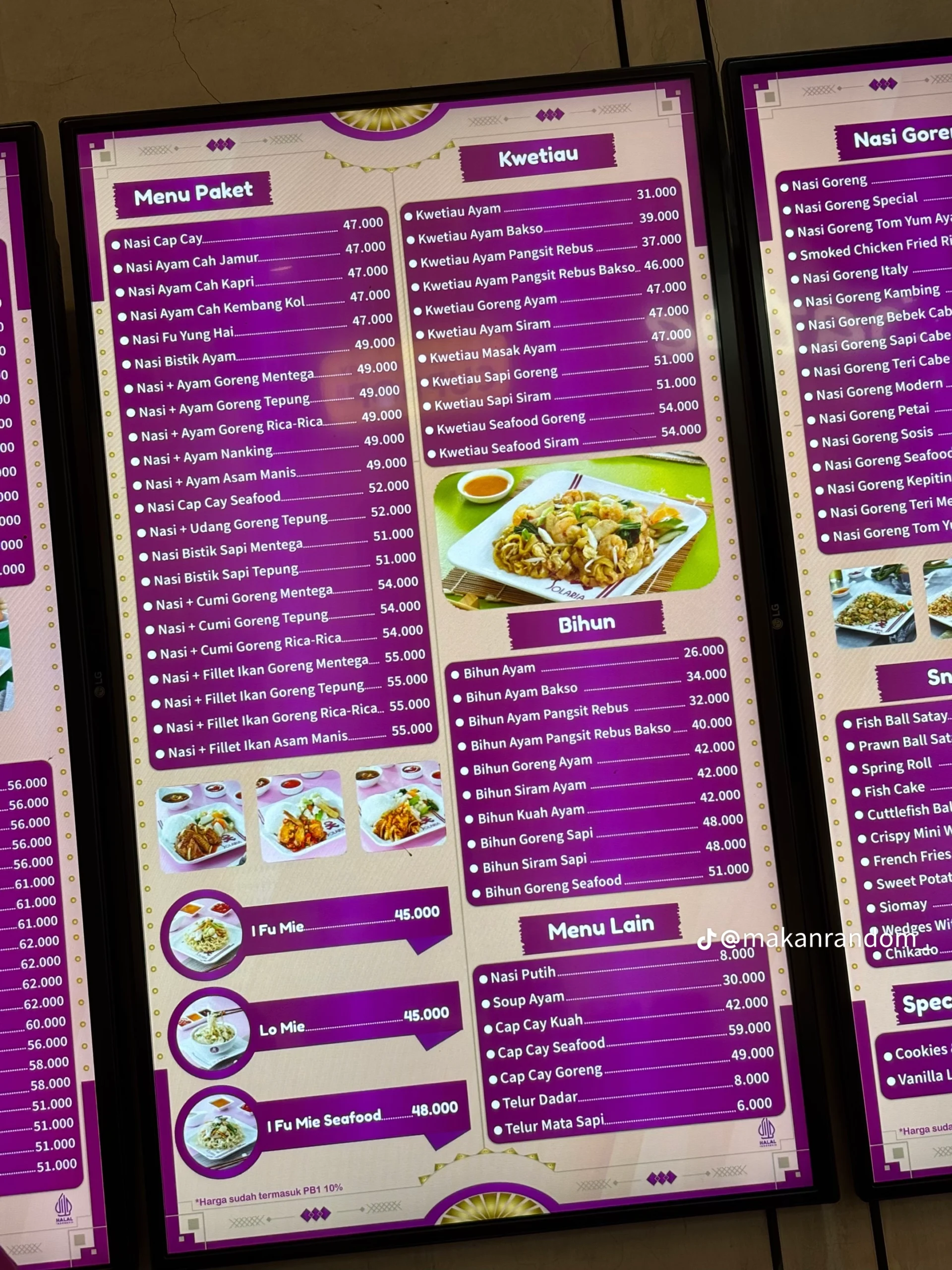 Menu Solaria