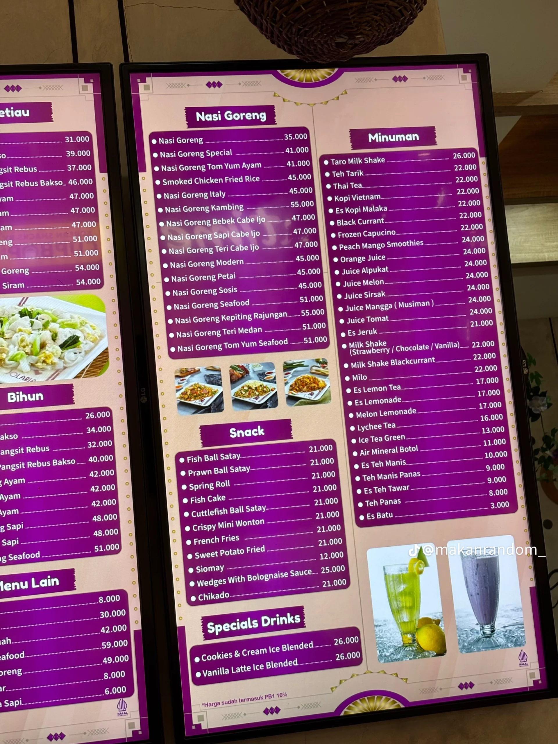 Menu Solaria